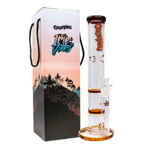 Open image in slideshow, Ganjavibes Honeycomb 14 Inches Two Disk Percolator Glass Bong By Irie Vibes Series

