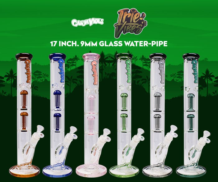 Ganjavibes Double Tree Percolator 17 Inches Glass Bong By Irie Vibes