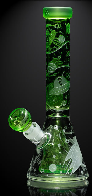 Open image in slideshow, Space Odyssey in 3D 11″ Beaker Bong with Collins Perc
