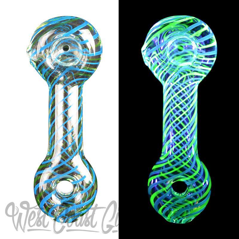 Red Eye Glass Illumination Hand Pipe W/UV Reactive Accents